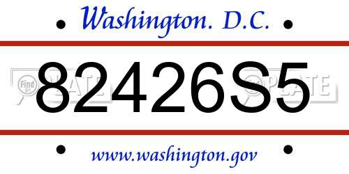 82426S5 District Of Columbia License Plate