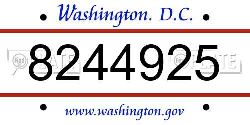 8244925 District Of Columbia License Plate