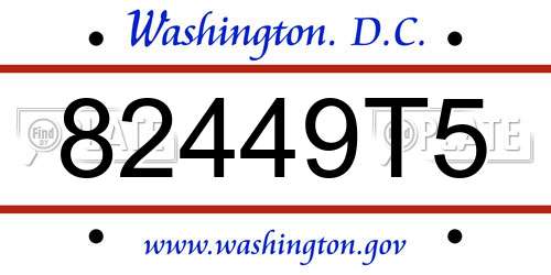 82449T5 District Of Columbia License Plate