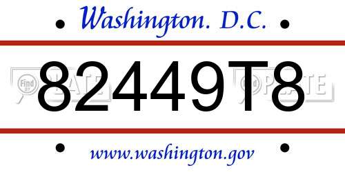 82449T8 District Of Columbia License Plate