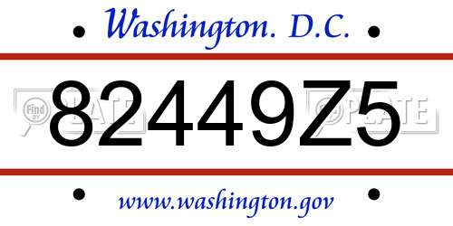 82449Z5 District Of Columbia License Plate
