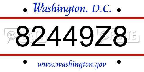 82449Z8 District Of Columbia License Plate