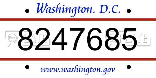 8247685 District Of Columbia License Plate