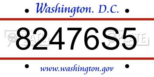 82476S5 District Of Columbia License Plate