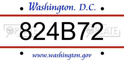 824B72 District Of Columbia License Plate