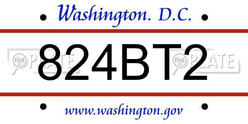 824BT2 District Of Columbia License Plate