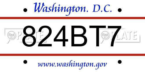 824BT7 District Of Columbia License Plate