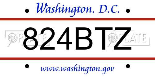 824BTZ District Of Columbia License Plate