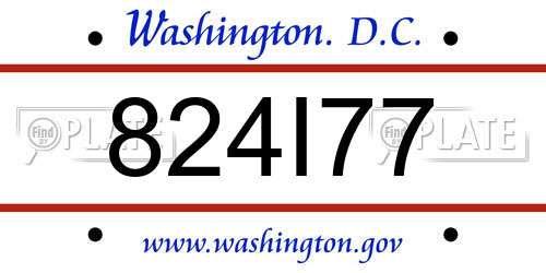 824I77 District Of Columbia License Plate