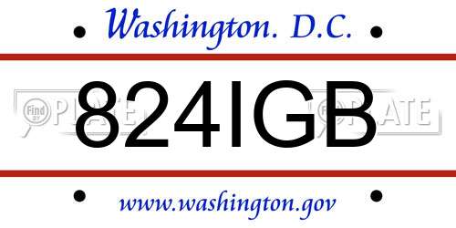 824IGB District Of Columbia License Plate