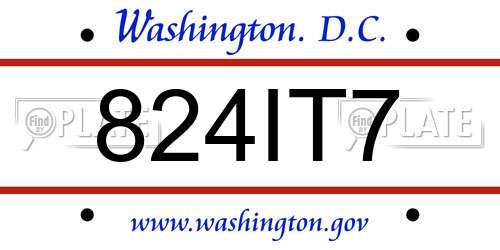 824IT7 District Of Columbia License Plate