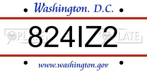 824IZ2 District Of Columbia License Plate