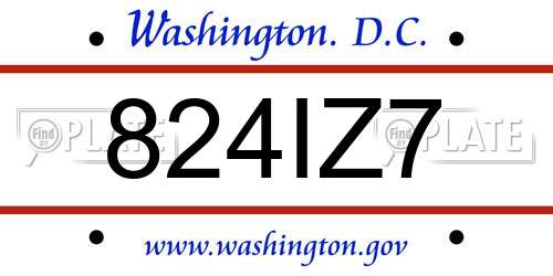 824IZ7 District Of Columbia License Plate