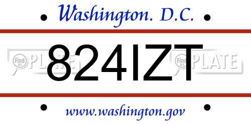 824IZT District Of Columbia License Plate