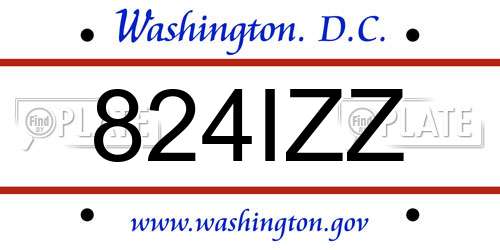 824IZZ District Of Columbia License Plate