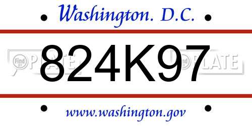824K97 District Of Columbia License Plate