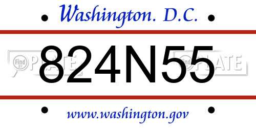 824N55 District Of Columbia License Plate