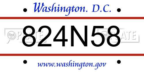 824N58 District Of Columbia License Plate