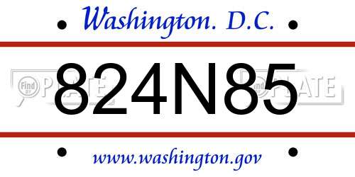 824N85 District Of Columbia License Plate