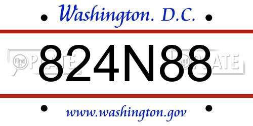 824N88 District Of Columbia License Plate