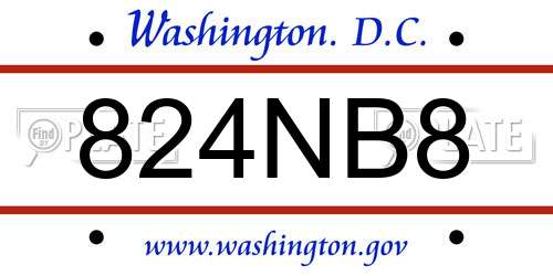 824NB8 District Of Columbia License Plate