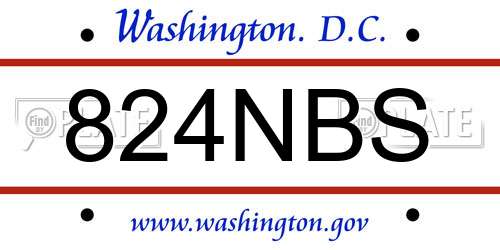824NBS District Of Columbia License Plate