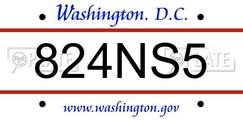 824NS5 District Of Columbia License Plate