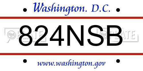 824NSB District Of Columbia License Plate