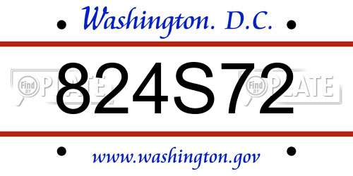 824S72 District Of Columbia License Plate