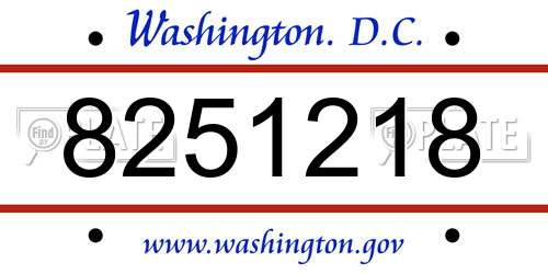 8251218 District Of Columbia License Plate
