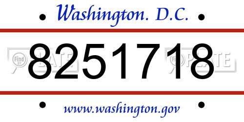 8251718 District Of Columbia License Plate