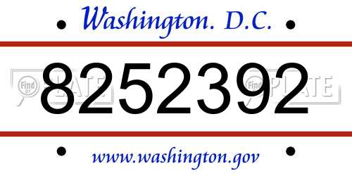 8252392 District Of Columbia License Plate