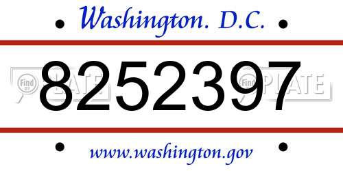 8252397 District Of Columbia License Plate