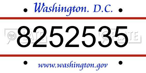 8252535 District Of Columbia License Plate
