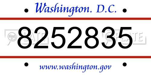 8252835 District Of Columbia License Plate