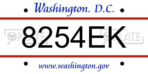 8254EK District Of Columbia License Plate