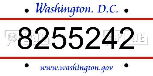 8255242 District Of Columbia License Plate