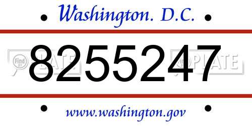 8255247 District Of Columbia License Plate