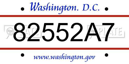 82552A7 District Of Columbia License Plate