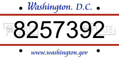 8257392 District Of Columbia License Plate