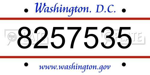 8257535 District Of Columbia License Plate
