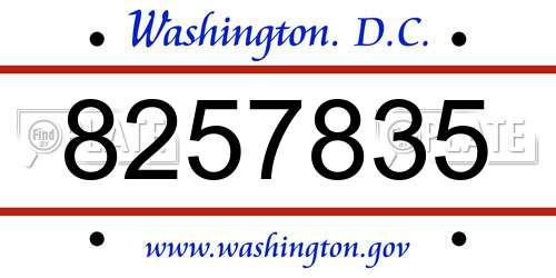 8257835 District Of Columbia License Plate
