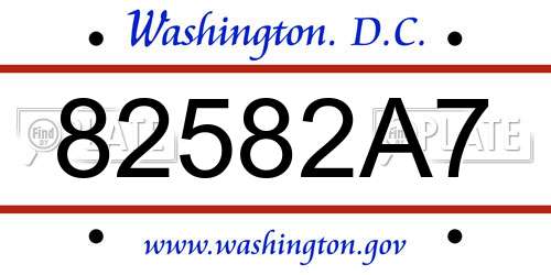 82582A7 District Of Columbia License Plate