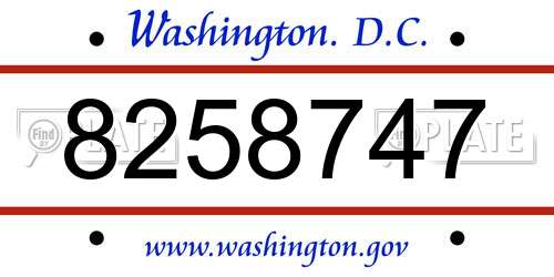 8258747 District Of Columbia License Plate