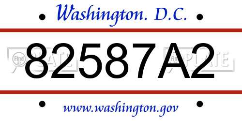 82587A2 District Of Columbia License Plate