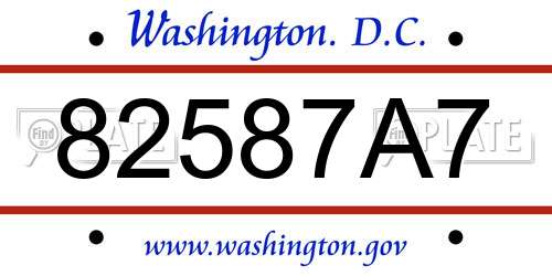 82587A7 District Of Columbia License Plate