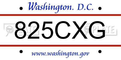 825CXG District Of Columbia License Plate