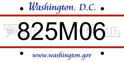 825M06 District Of Columbia License Plate