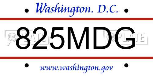 825MDG District Of Columbia License Plate