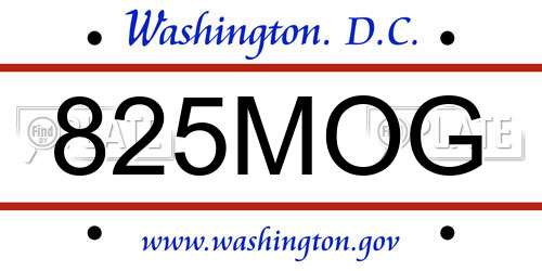825MOG District Of Columbia License Plate